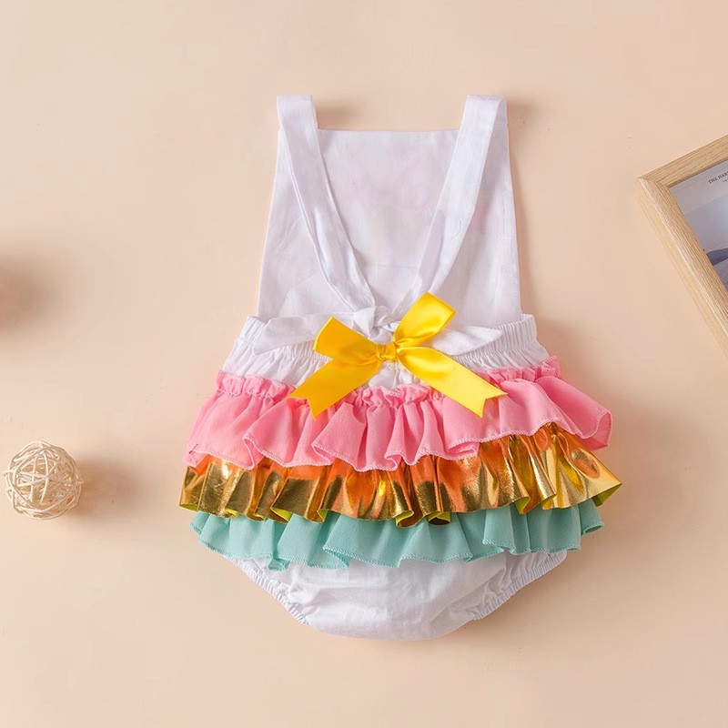 Color Ice Cream Skirt Lace-up Baby Bodysuit Triangle Rompers