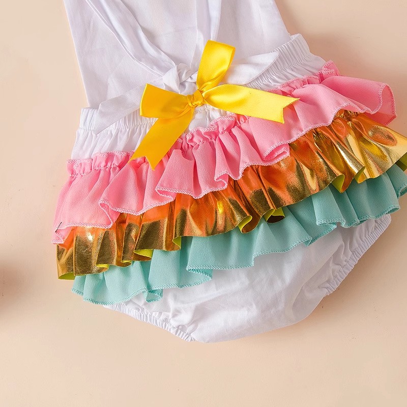 Color Ice Cream Skirt Lace-up Baby Bodysuit Triangle Rompers