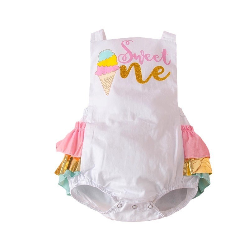 Color Ice Cream Skirt Lace-up Baby Bodysuit Triangle Rompers