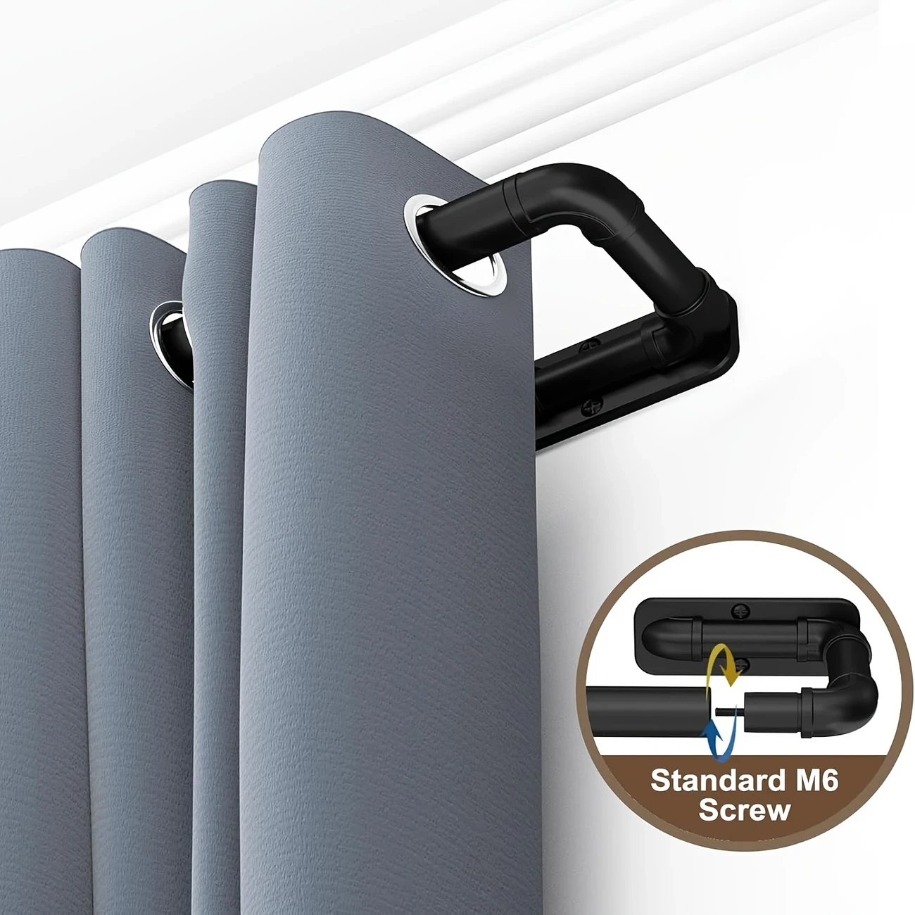 Classic Industrial Curtain Rod Set