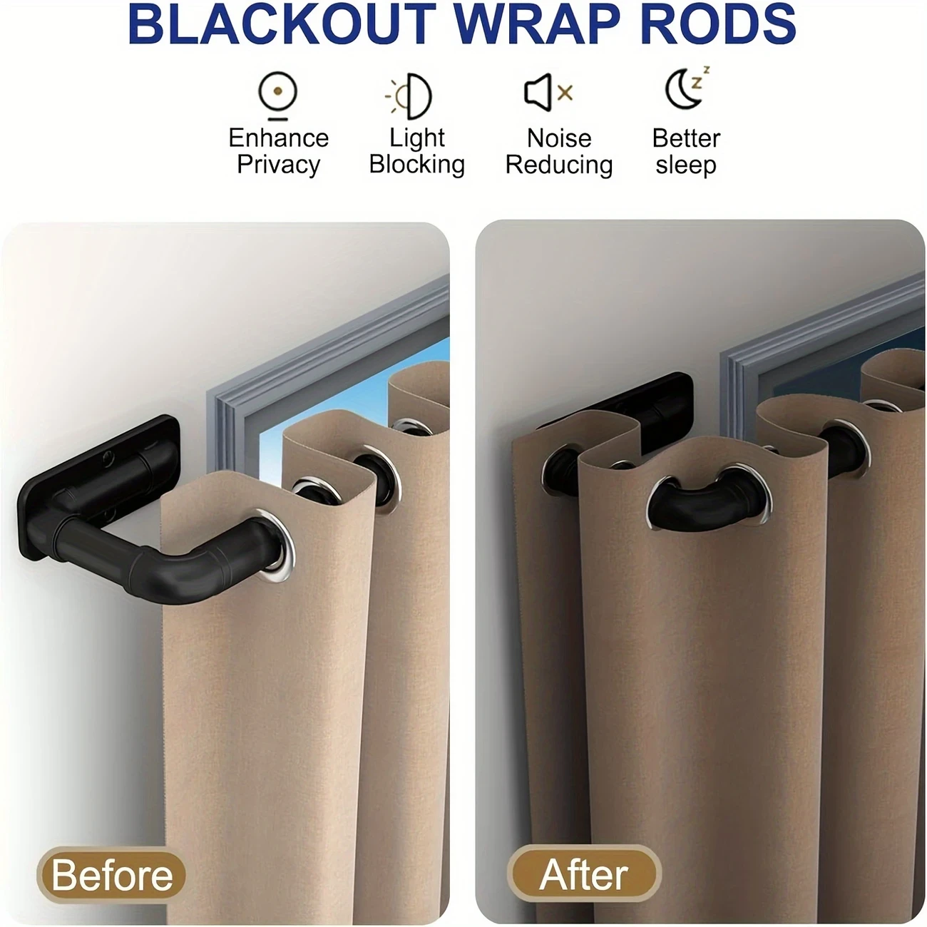 Classic Industrial Curtain Rod Set