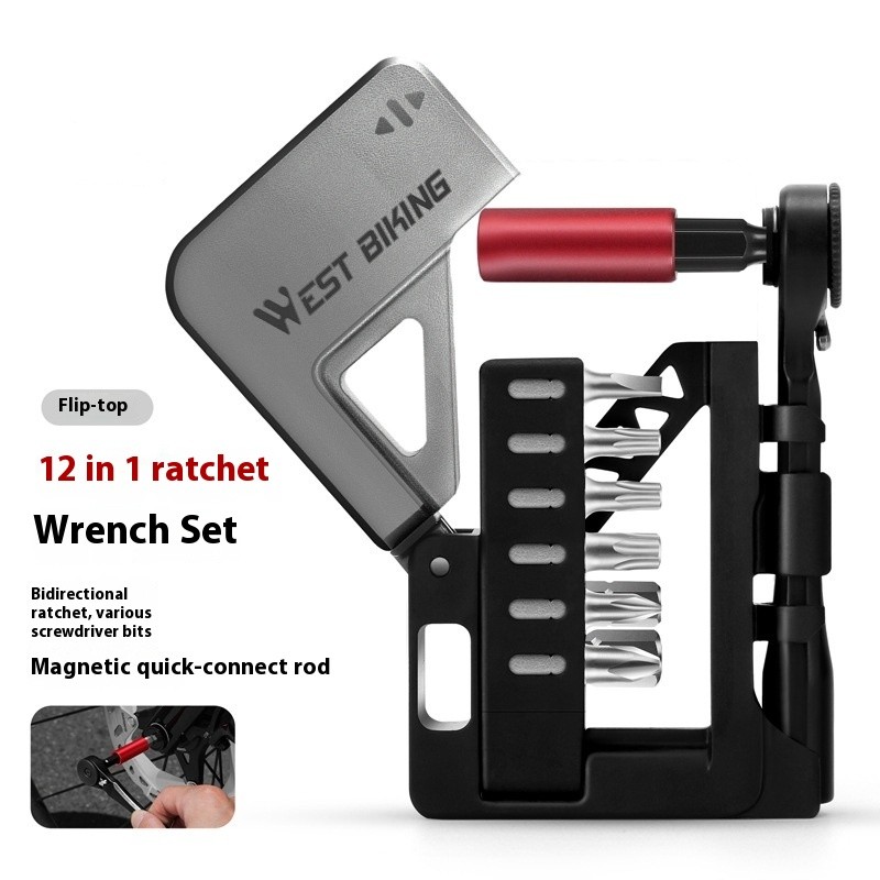 Bicycle Multifunctional Ratchet Spanner Set Quick Release Repair Tool Wrench