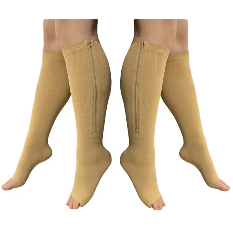 Open Toe Compression Socks With Zipper
