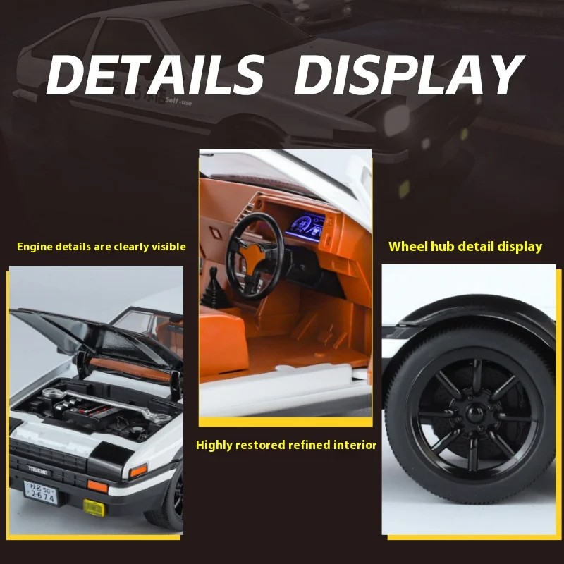 JDM 1:18 Toyota AE86 TRUENO Drift Racing Alloy Metal Diecast Model Car