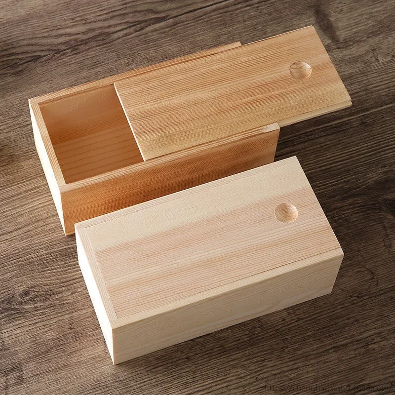 Unfinished Wood Box Sliding Lid