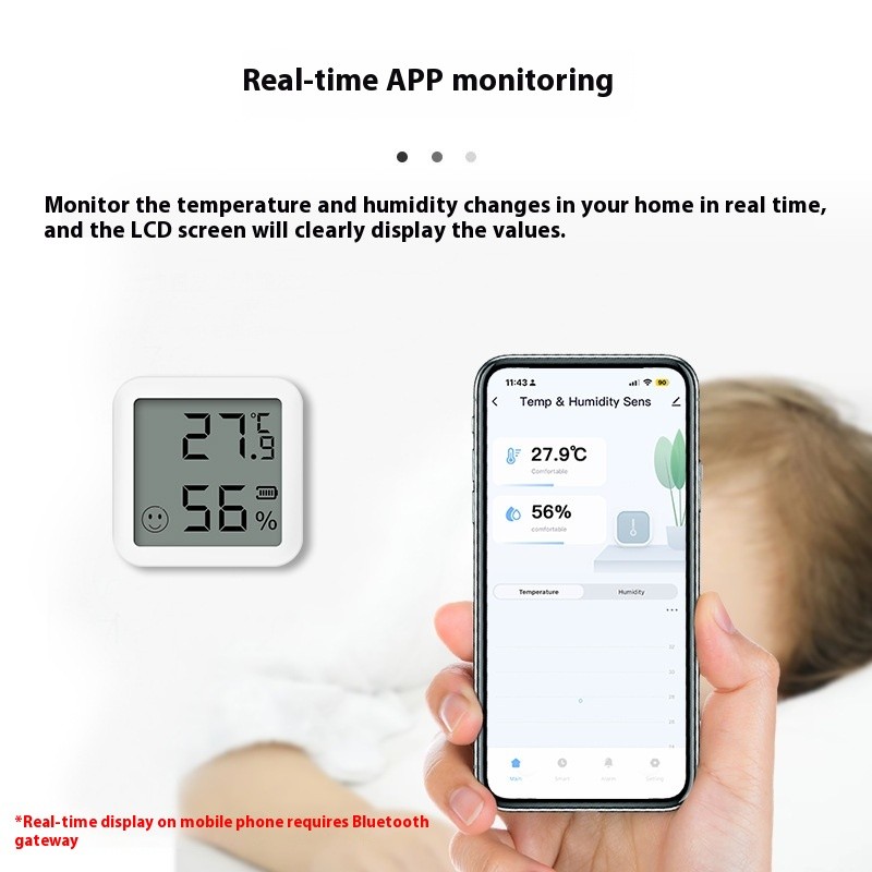 Graffiti Bluetooth Temperature Moisture Meter Mini Intelligent Temperature And Humidity Sensor