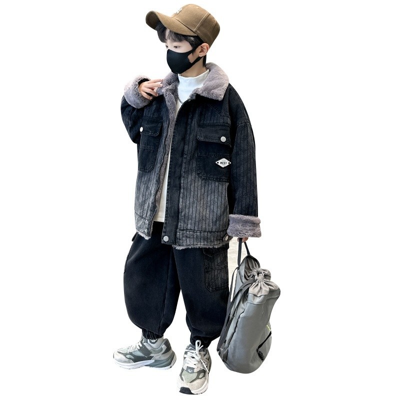 Autumn And Winter Boys Thickened Two-piece Suit