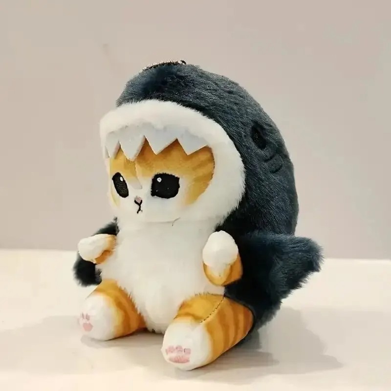 Kawaii Anime Hobby Tempura Fried Shrimp Shark Cat Plush Doll Keychain