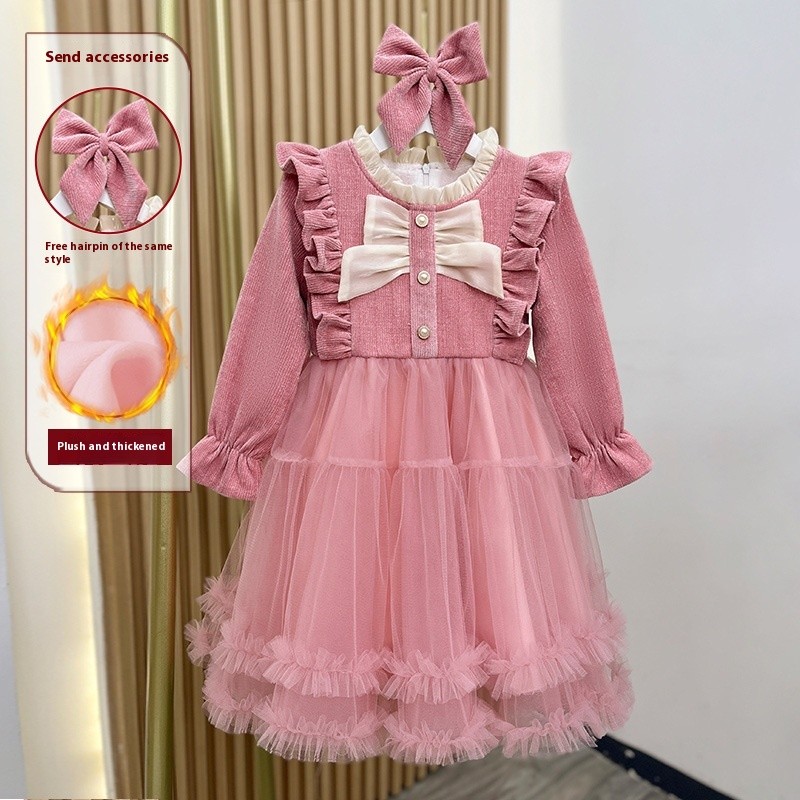 Sweet And Minimalist Mesh Princess Dress For Girls