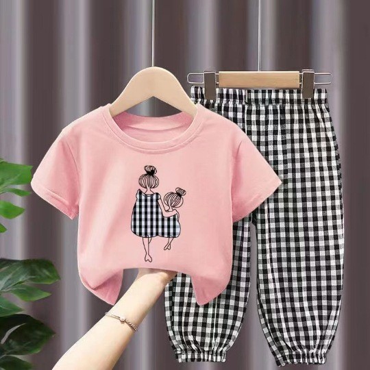 Children's Creative Printed Short Sleeve Pants Set