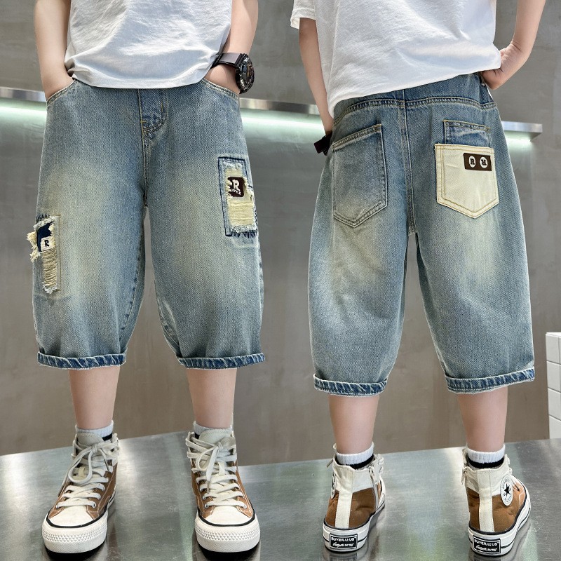 Boy Summer Clothing Shorts Thin Denim