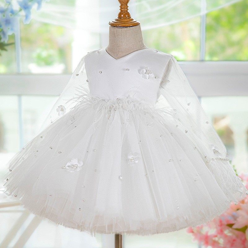 White Girl One Year Old Celebration Dress Tulle Tutu Skirt