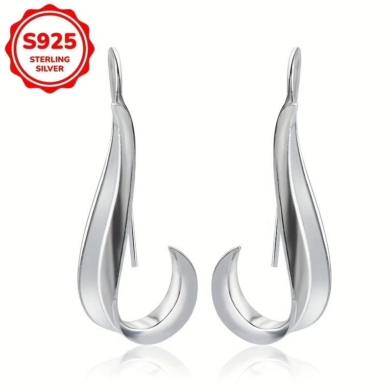 Minimalist Geometric Twisted Dangle Earrings for Women in 925 Sterling Silver, 3g - Ideal for Casual Attire