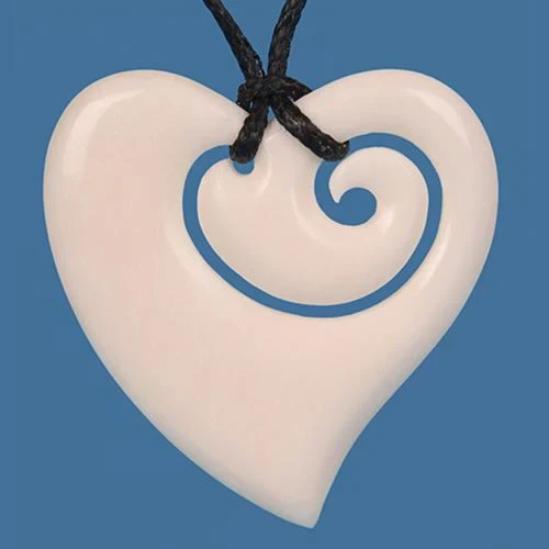 Bone Stylized Heart Pendant