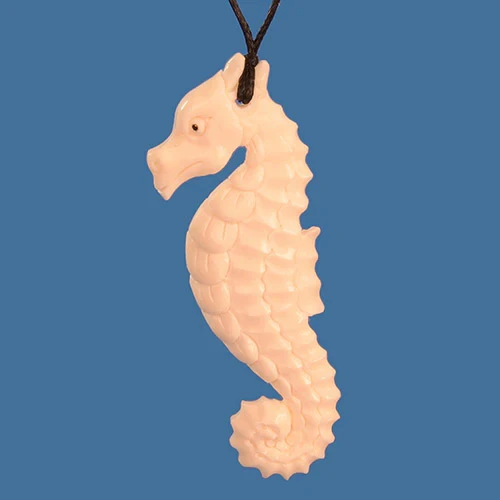 Bone carved Seahorse Pendant Necklace