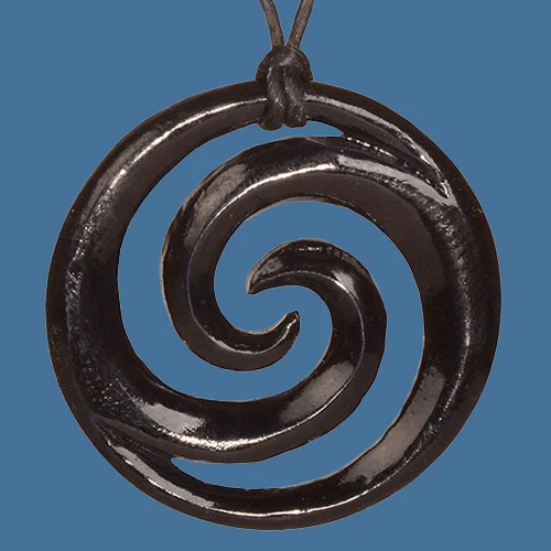 Bone Closed Koru Pendant with Black Staining