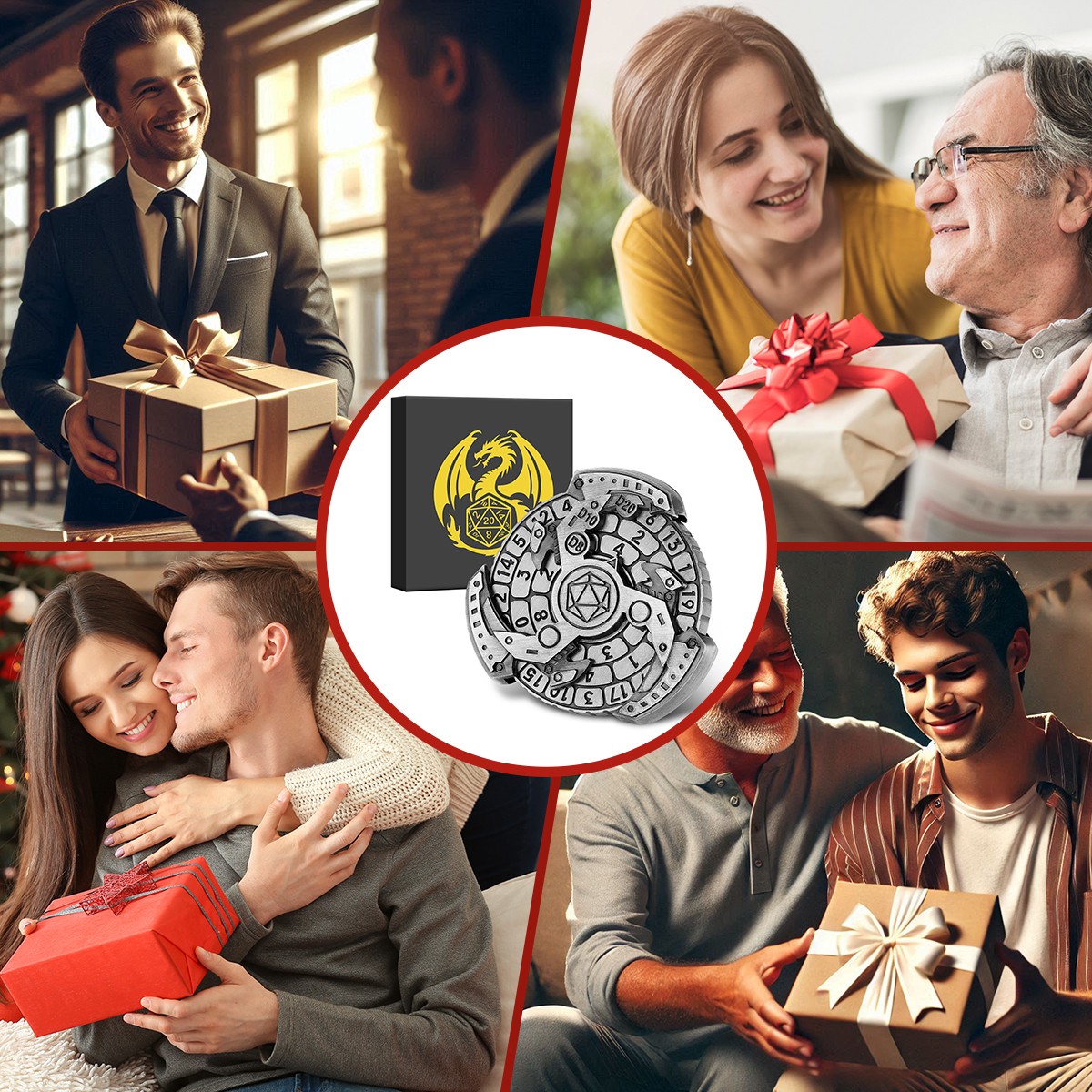 Wind And Fire Wheel DND Dice Wheel Gift Box Set, Fingertip Gyro Retro Compass Table Role Playing Game Dice, Parent Child Game, Toy Accessories Gift, Multiplayer Role Playing Board Game Accessories