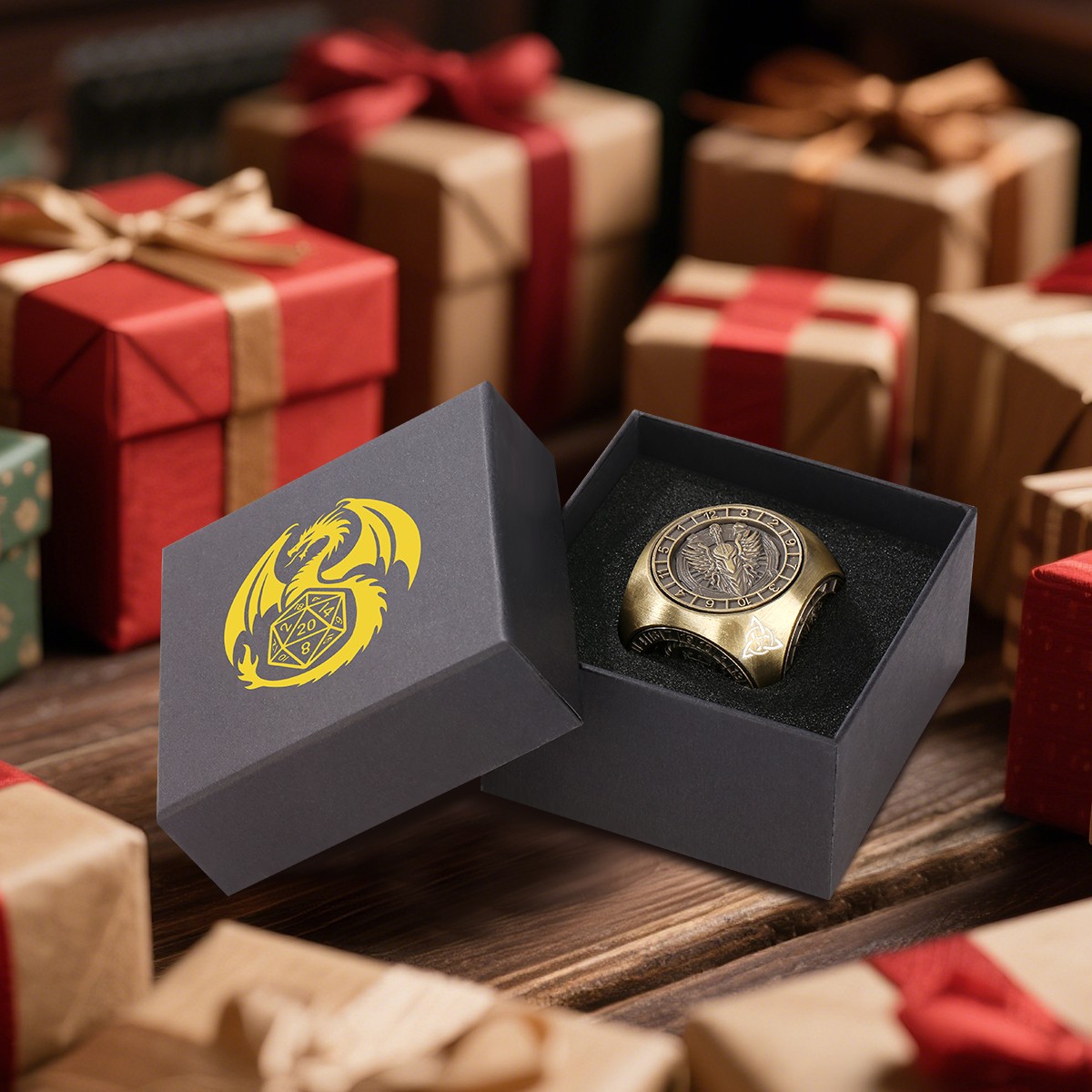 6-pack DND Dice Wheel Gift Box Set, Retro Wheel Metal Polyhedral Board Game Prop, Desktop Role Playing Decoration Collectibles Game Dice Accessories