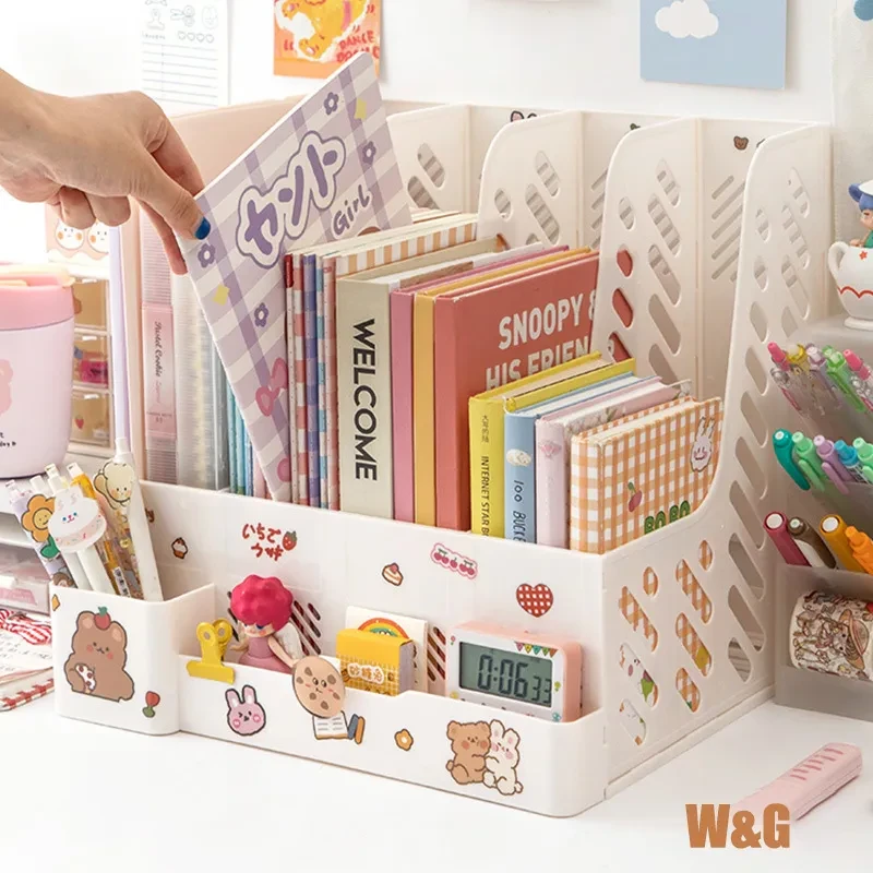 Kawaii Desk Organizer File Tray Book Stand Office Rack