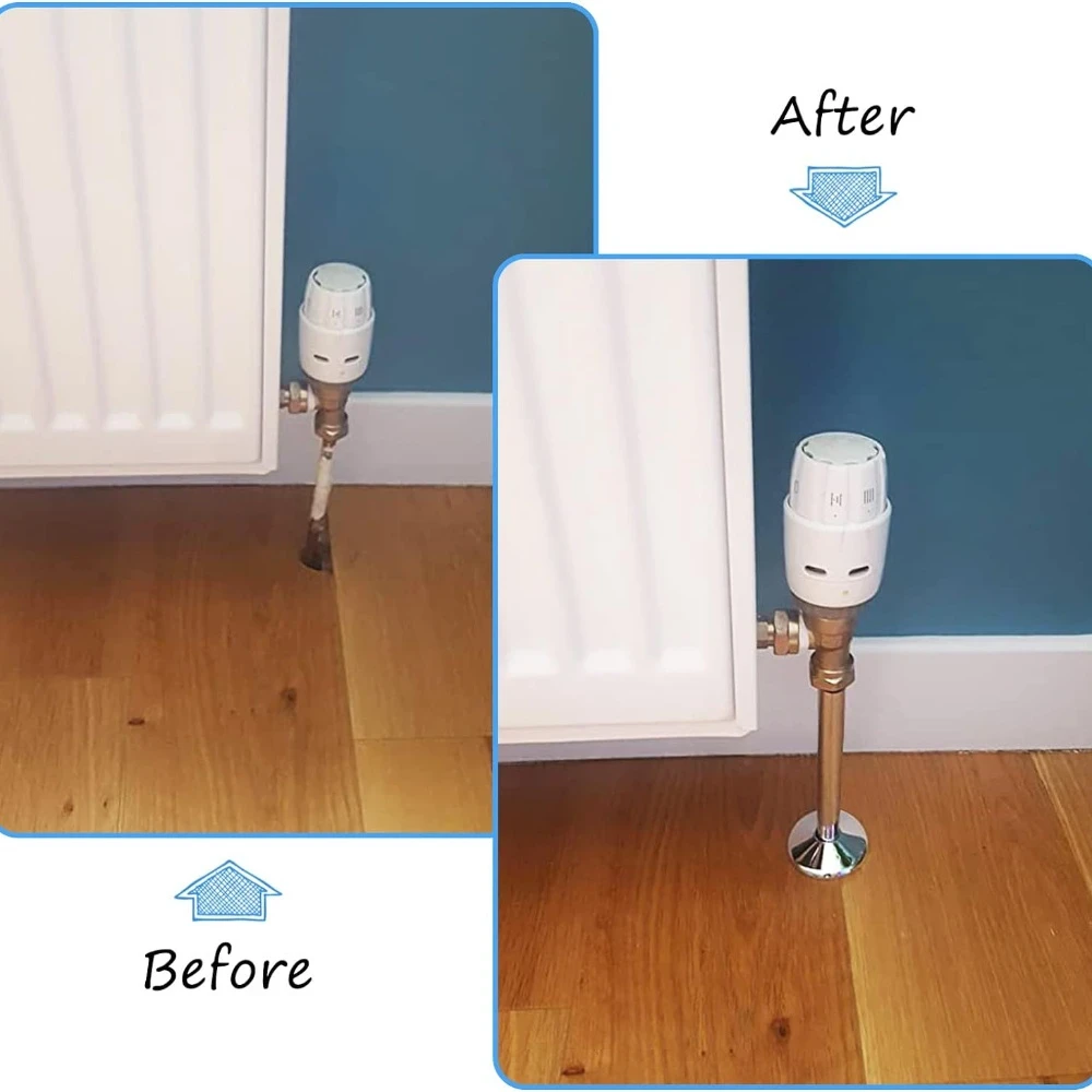 Radiator Pipe Covers Snap Fit - 2x Radiator Pipe Cover & 2x Collars(200mm15mm)