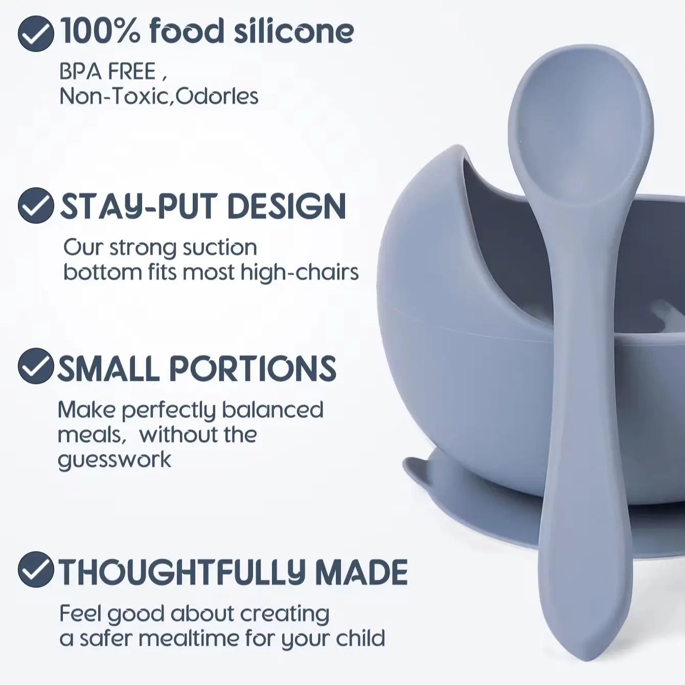 2PC Silicone Sucker Bowl Feeding Tableware