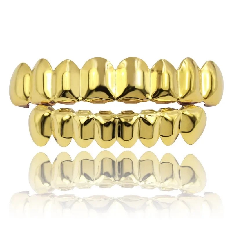 Gold Silver Plated HIP HOP Teeth Grillz Top & Bottom Grills Set