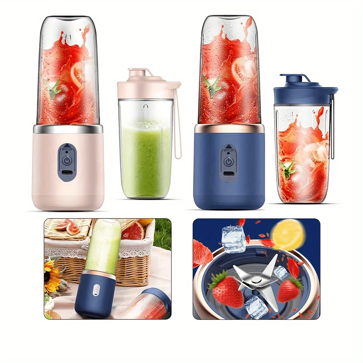 400ml Portable Electric Juicer Blender Cup  Wireless Rechargeable Mini Juice Mixer for Fresh Smoothies Anytime, Anywhere