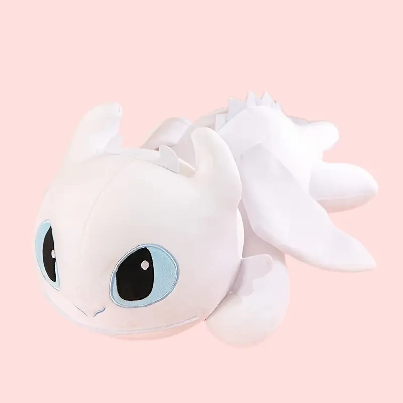 Adorable Dragon Plush Toy  Large White & Black Soft Stuffed Animal with Big Eyes