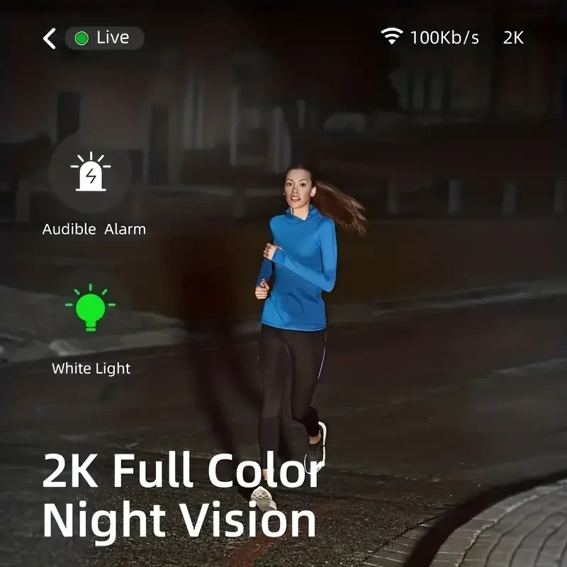 Wireless 2K Outdoor Security Camera - Battery-Powered, AI Detection, Color Night Vision