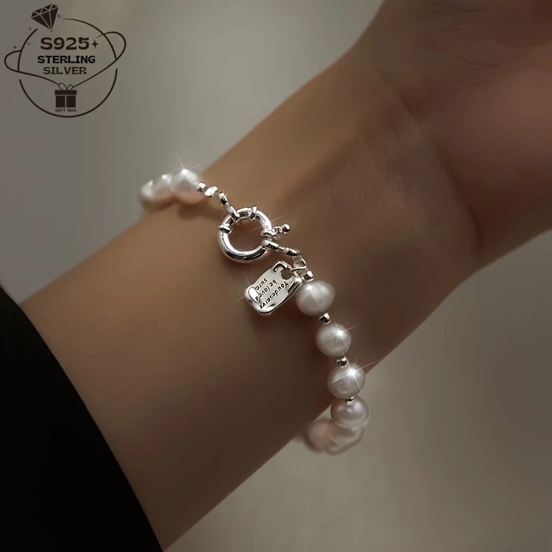 Elegant 925 Sterling Silver & Freshwater Pearl Bracelet  The Ultimate Vintage Statement Piece
