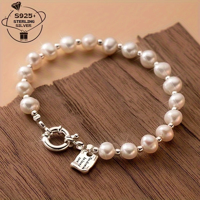 Elegant 925 Sterling Silver & Freshwater Pearl Bracelet  The Ultimate Vintage Statement Piece