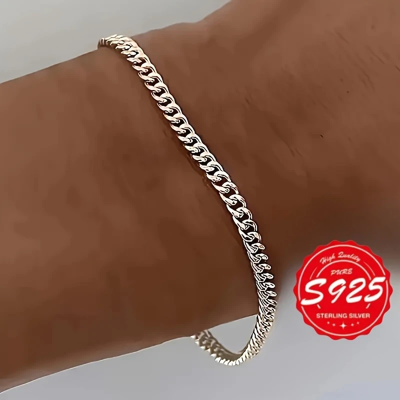 5pcs Elegant 925 Sterling Silver Cuban Chain Bracelets  Handmade Womens Fashion Jewelry | Durable Chic Bracelets | Perfect Mothers Day & Everyday Gift NZ