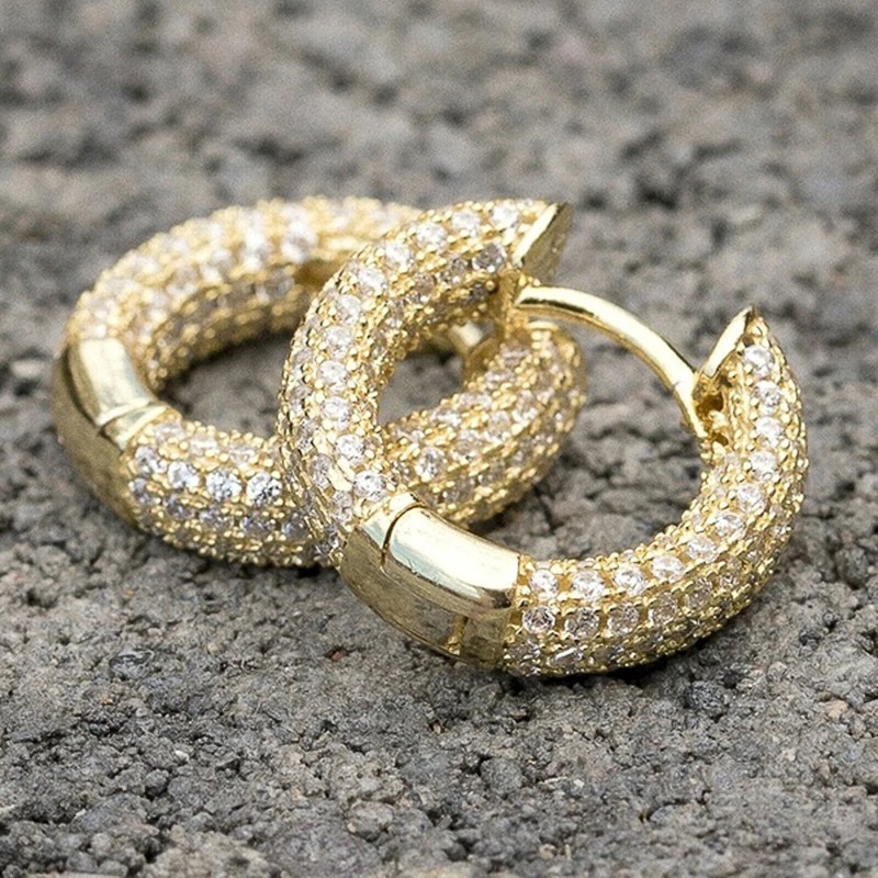 Huitan Luxury Women Small Hoop Earrings Dazzling Micro Paved CZ Stones