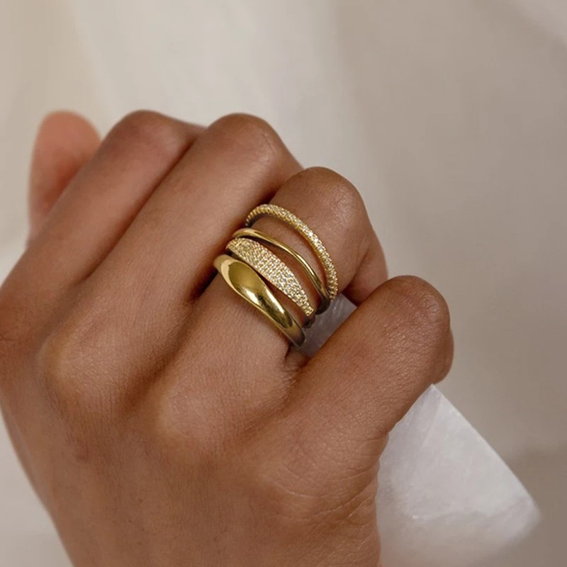 Huitan Trendy 4Pcs Set of Rings for Women