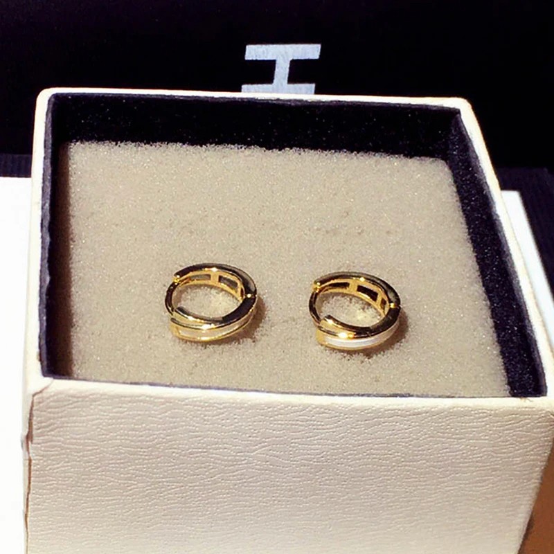 Luxury Exquisite 14K Plated Gold Simple Women Hoop Earrings