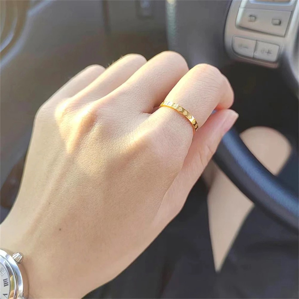 Golden Stainless Steel 2mm Heart Rings for Women