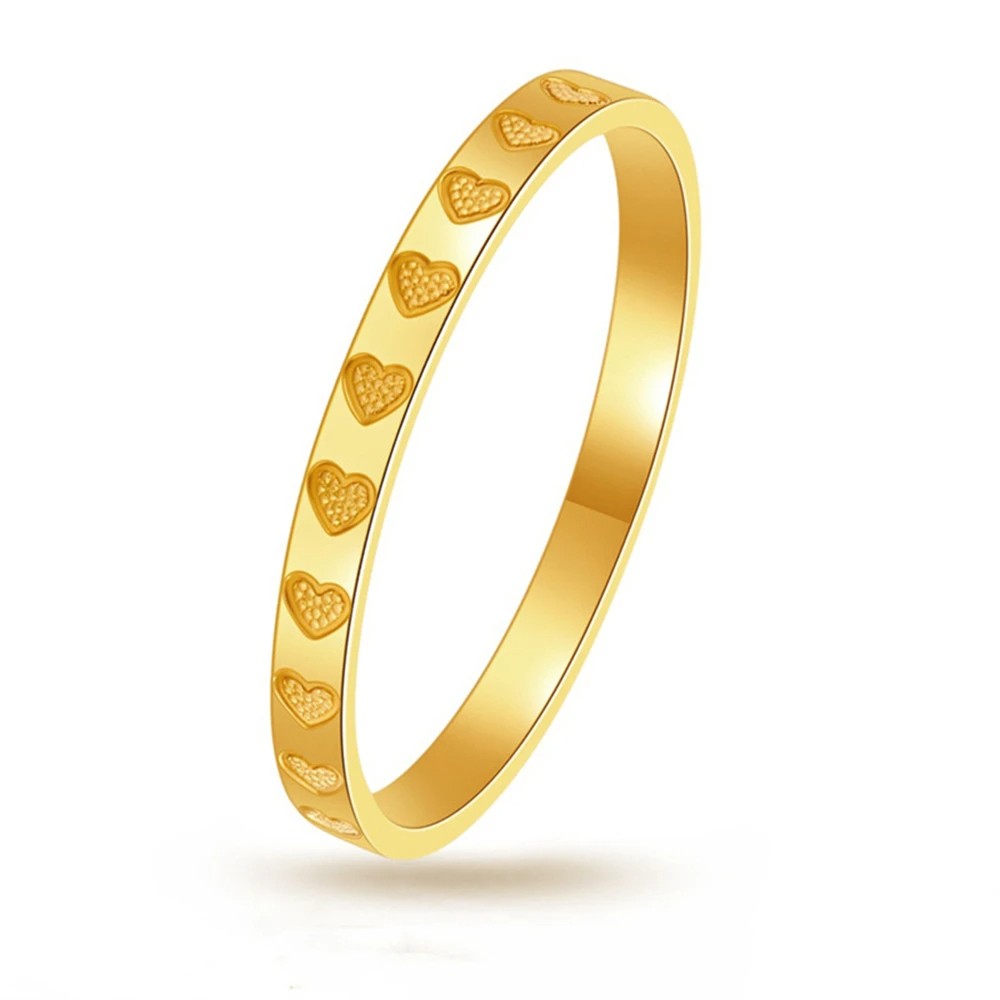 Golden Stainless Steel 2mm Heart Rings for Women