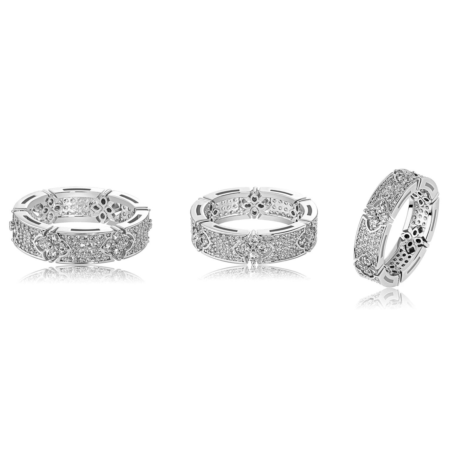 TOPGRILLZ 6MM Iced Out Four Leaf Flower Ring