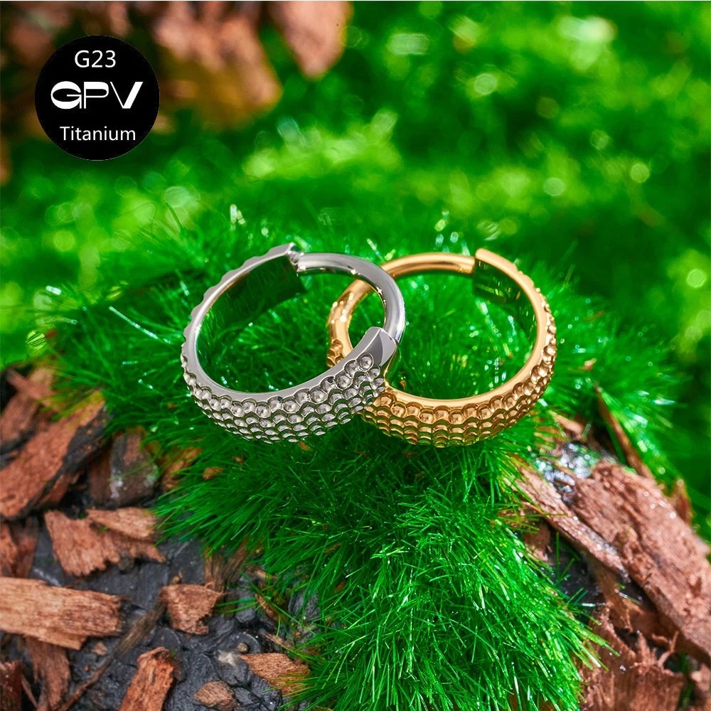 Titanium Ring Earrings  Crater Surface Vacuum Gold Plated Personalized Fashion Earrings for Men & Women