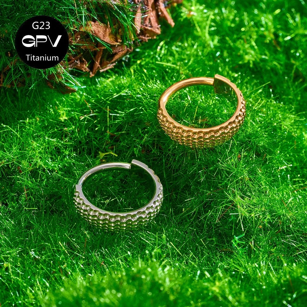 Titanium Ring Earrings Crater Surface Vacuum Gold Plated Personalized Fashion Earrings for Men & Women