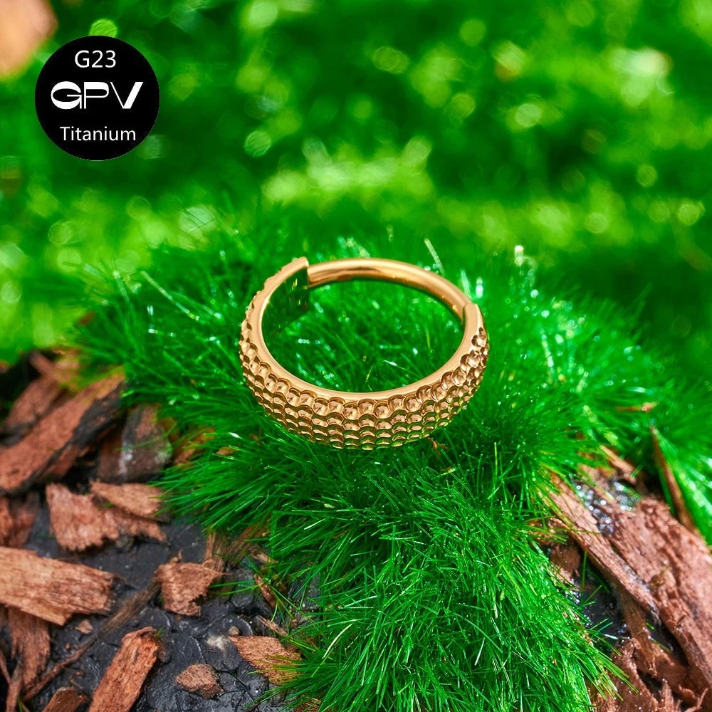 Titanium Ring Earrings Crater Surface Vacuum Gold Plated Personalized Fashion Earrings for Men & Women