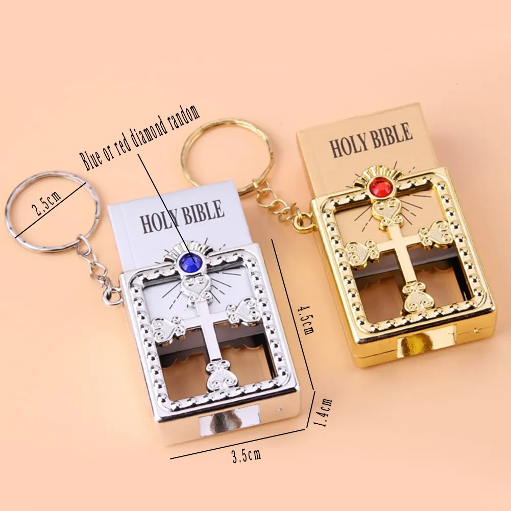 Mini HOLY Bible Keychain Religious Christian Jesus Cross Key Chain Women Prayer God Bless Gift Souvenirs Keyring