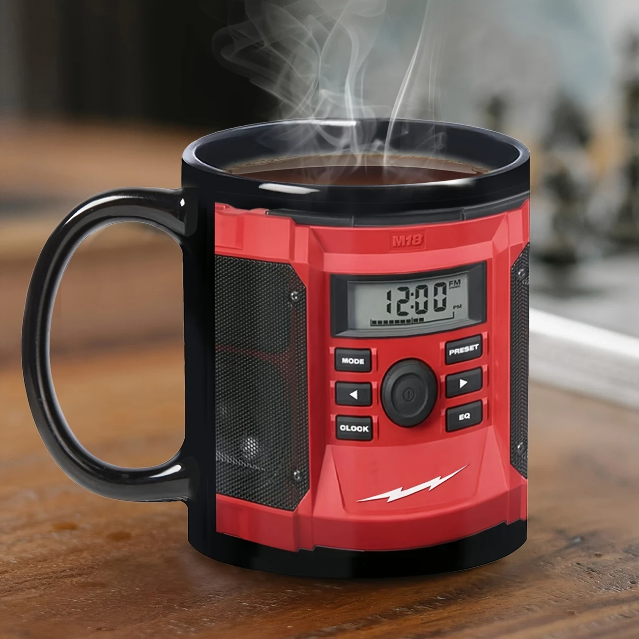 11oz Black Ceramic Coffee Mug with Speaker Design