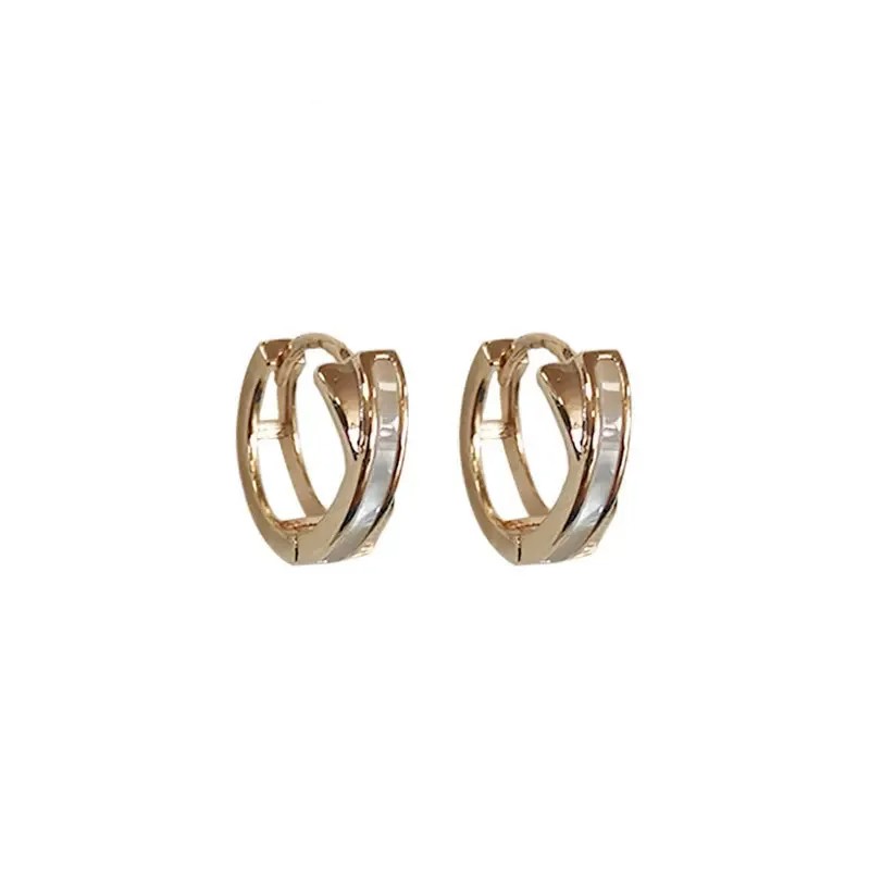 Trendy 14K Real Gold Fritillaria Shell Hoop Earrings for Women