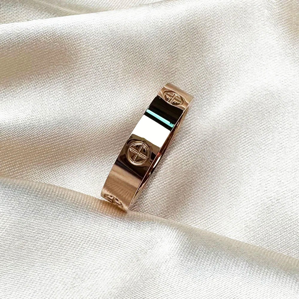 Luxury Brand Classic Cross with Stone Stainless Steel Ring for Women & Couples