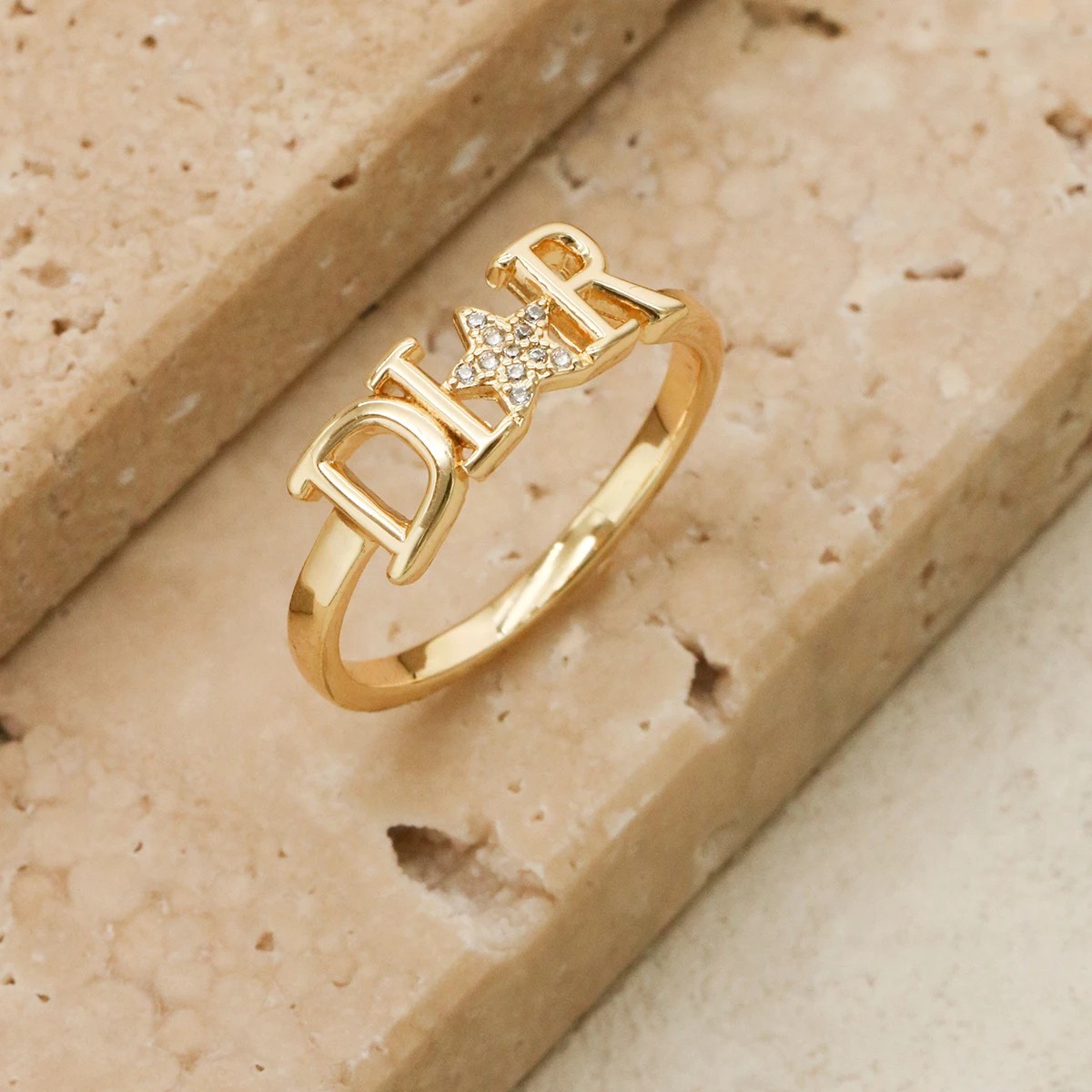 1 Piece New Zircon Letter D Ring for Women