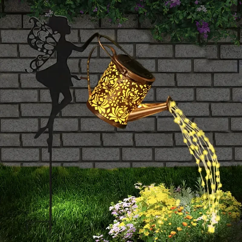 Solar Fairy Watering Can Path Lights - Cascading Solar Garden Decor with Detachable Lamp
