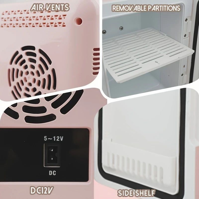 6L Portable Mini Refrigerator with Mirror Door