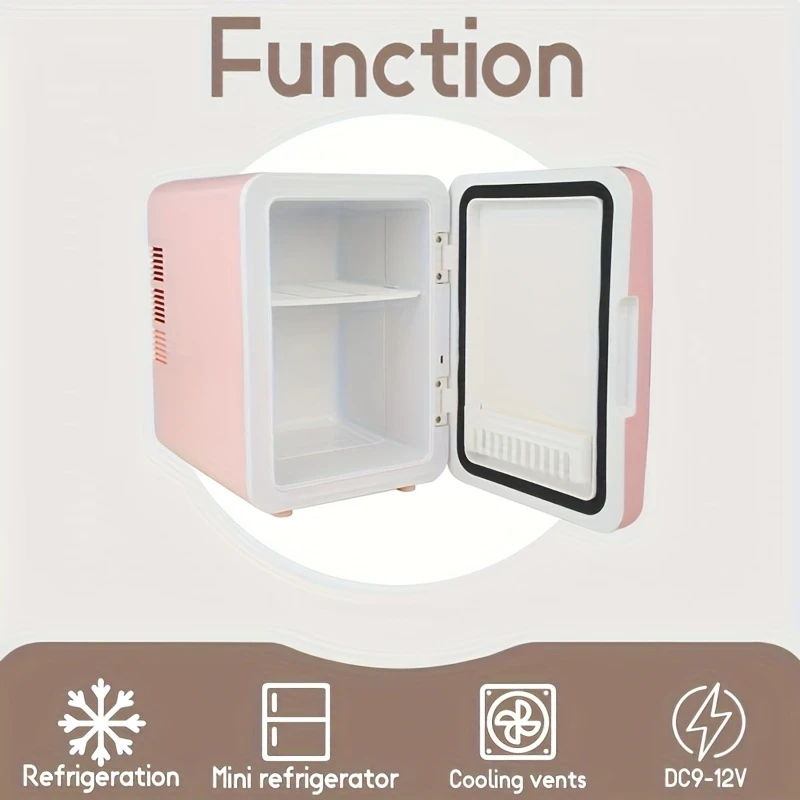 6L Portable Mini Refrigerator with Mirror Door