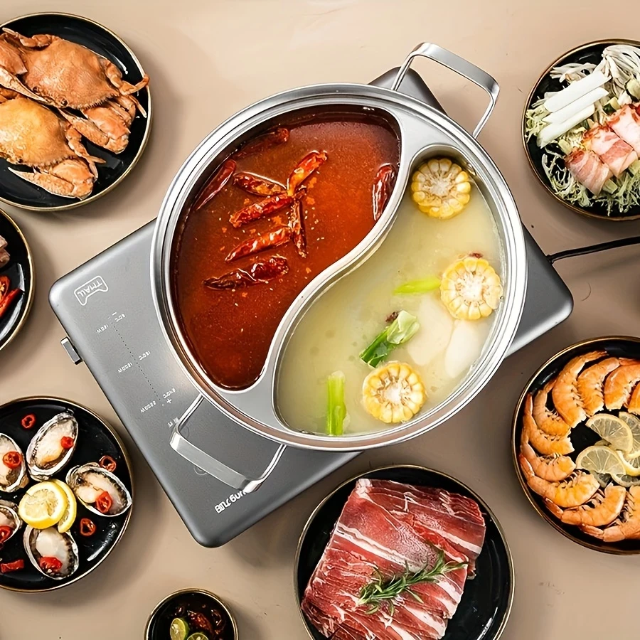 Stainless Steel Dual-Compartment Hot Pot